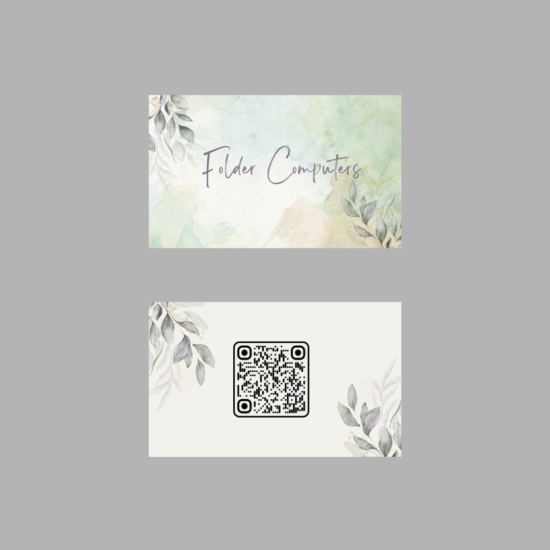 Pastel Green and Beige Watercolor Floral and Elegant Digital Business Card
