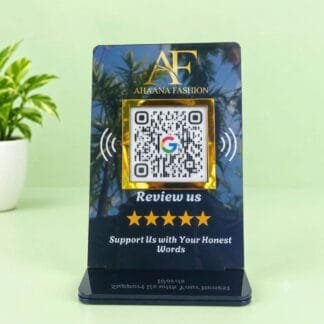 Custom Acrylic Stand with Direct Google Review QR code with NFC