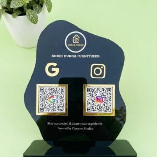 AuraWave Acrylic 2QR code stand with NFC