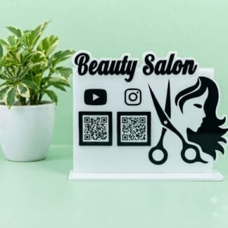 Personalized Salon & Boutique 2 QR Code Table Sign