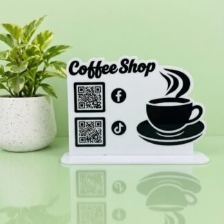 Custom Coffee Shop 2 QR Code Acrylic Table Sign