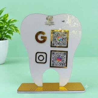 White Dental Shape 2 QR code Stand